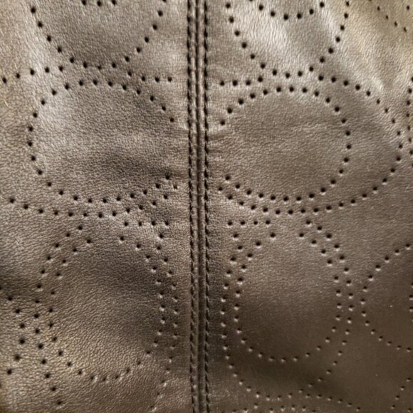 COACH Signature Black Perforated Leather Carly Tote F16598 - Picture 13 of 15